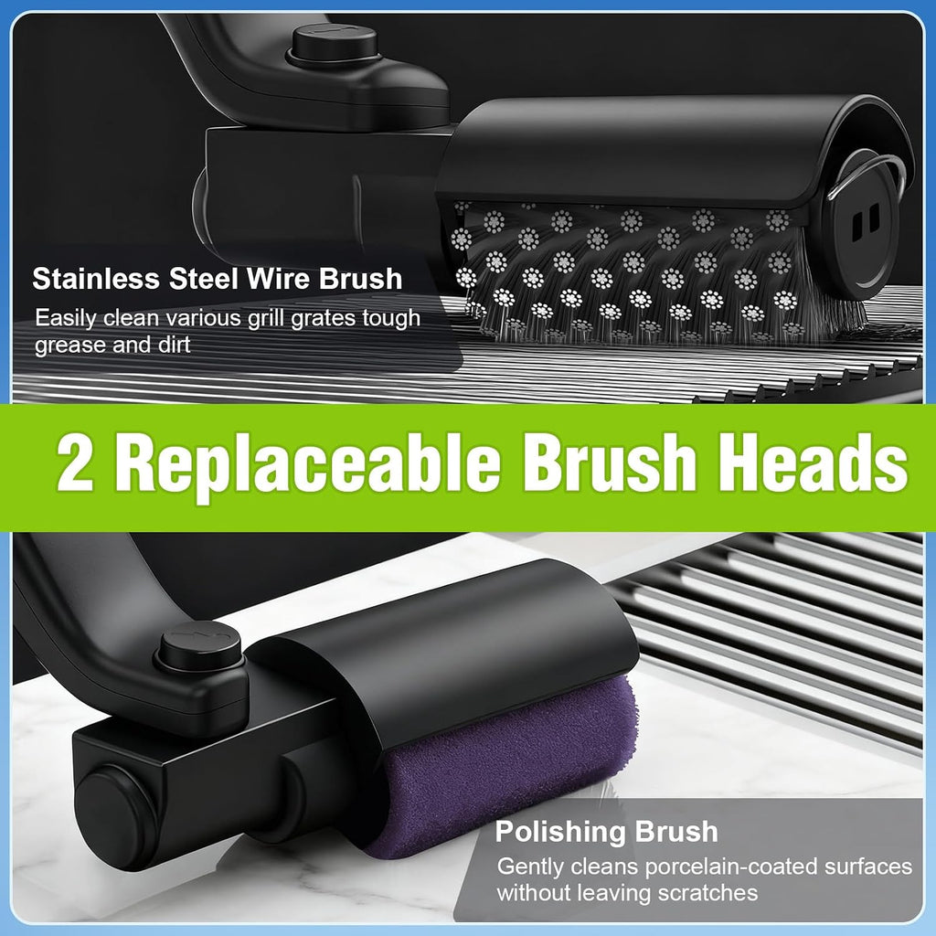 Electric Grill Brush, Cordless Rechargeable BBQ Grill Cleaner with 180° Adjustable Head, Powerful 3-Speed Motor, Stainless Steel Brush Head for Outdoor Grill, BBQ Grates, Gas Grills & Griddles