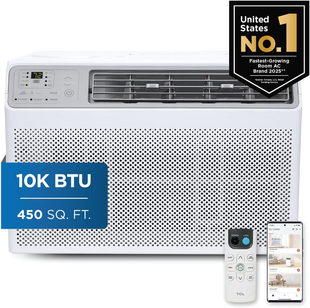 tcl 10,000 btu smart window air conditioner, fan shown in use