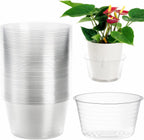 Tebery 50 Pack Clear Plastic Plant Saucer Drip Tray for Pots, 6 Inch Deep Flower Pot Saucers Water Catcher Tray Watering Trays for Plants Indoors and Outdoor