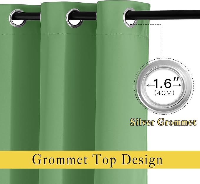 NICETOWN 66 Inch Long Blackout Curtains for Bedroom Living Room, Thermal Insulated Room Darkening Curtains, Light Blocking Blackout Drapes for Bedroom, 66" W x 66" L, 1 Panel, Froest Green