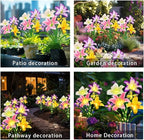 Solar Garden Lights 2 Pack with 8 lilies Outdoor Decorative flower Lights for Garden, Birthday Gift for family and Friends, IP65 Waterproof flower Solar Outdoor Stake Light for Yard Patio Lawn Pathway