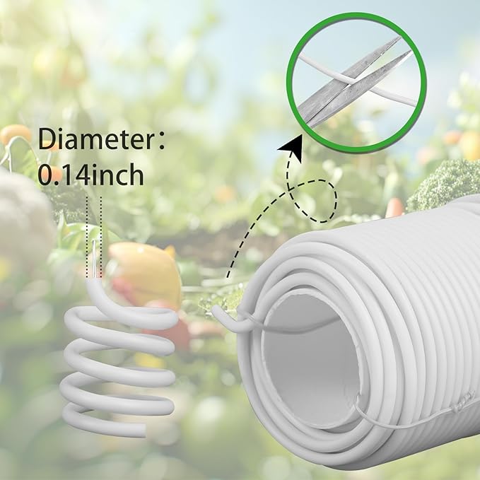 Decoroca Soft Plant Ties for Support - 65.6' Reusable Waterproof Plant Wire, Garden Twist, Office Organization and Decoration Binding（2pcs/White）