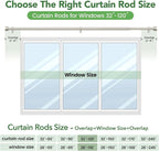 Time Forest Curtain Rods for Windows 66 to 120, 1 Inch Adjustable Heavy Duty Long Window Outdoor Curtain Rod for Patio, Drapery Rods with Simple End Caps, Size 32"-120", Brushed Nickel