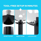 Black Post Top Wing Clip Fitter - Fits 5.25" Acorn/Globe Opening & 3" Pole Mount - USA Made Polycarbonate Outdoor Lamp Hardware - Light Fixture Shade Holder & Bulb Socket Replacement, 5-Pack | Polycarbonate Wing Clip Fitter for Post Top Lamps, Fits 5.25"