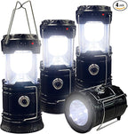 Collapsible Portable LED Camping Lantern XTAUTO Lightweight Waterproof Solar USB Rechargeable LED Flashlight Survival Kits for Indoor Outdoor Home Emergency Light Power Outages Hiking Hurricane 4-Pack
