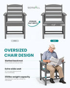 SERWALL Patio Dining Sets for 10 Person, HDPE Dining Set with 2 Tables, 8 Armless Chairs and 2 Armed Dining Chairs, Gray