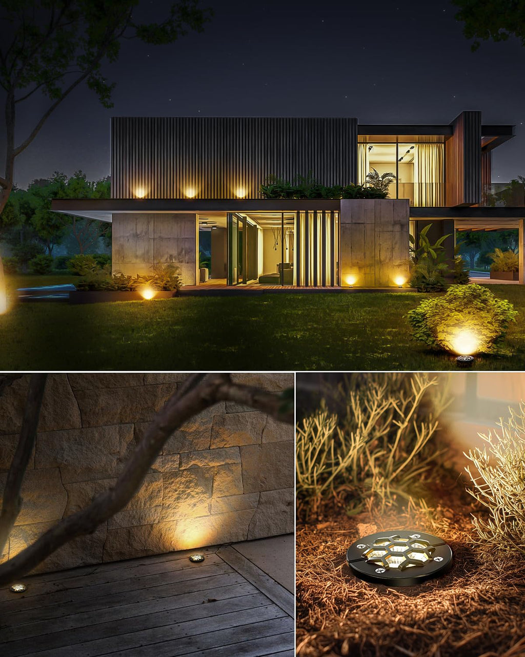 HIBOITEC Low Voltage Landscape Lights 12W, LED Outdoor In-Ground Lights | 1200LM Ultra Bright Waterproof IP67 Pathway Lights, 12-24V AC/DC Landscape Lighting for Yard Garden Tree Uplighting, 6 Pack