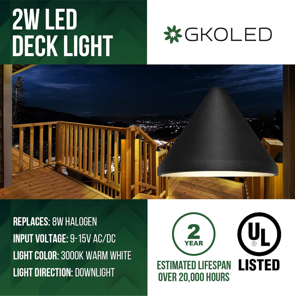 gkoled low voltage deck post lights, 12v outdoor shown in use