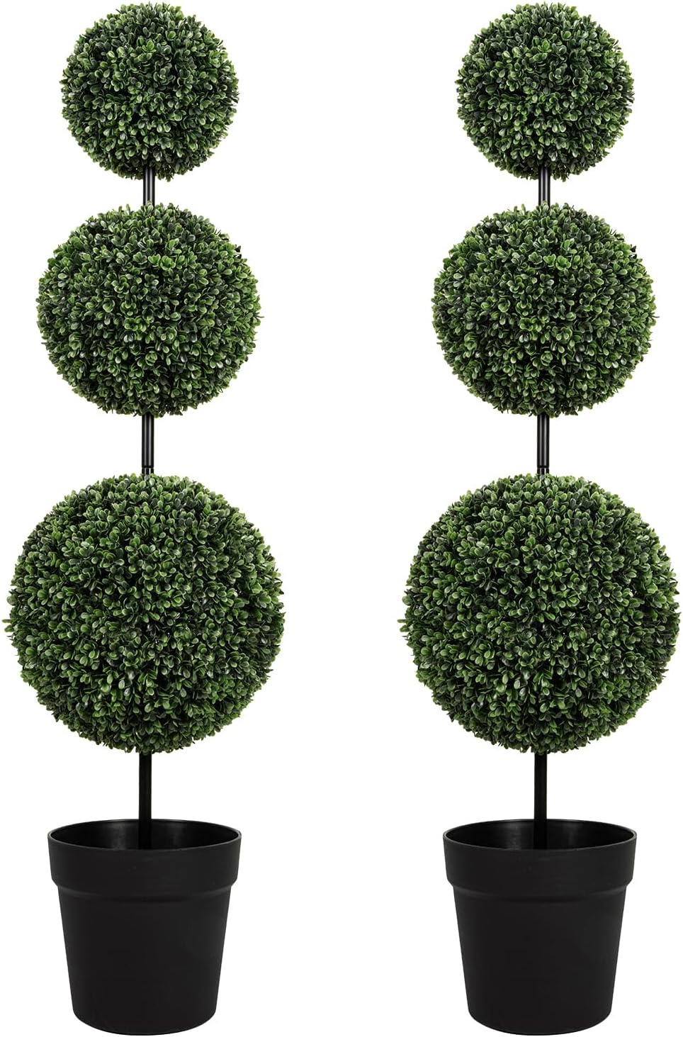 vivatrees 4ft uv-resistant artificial triple ball boxwood topiary, main product view