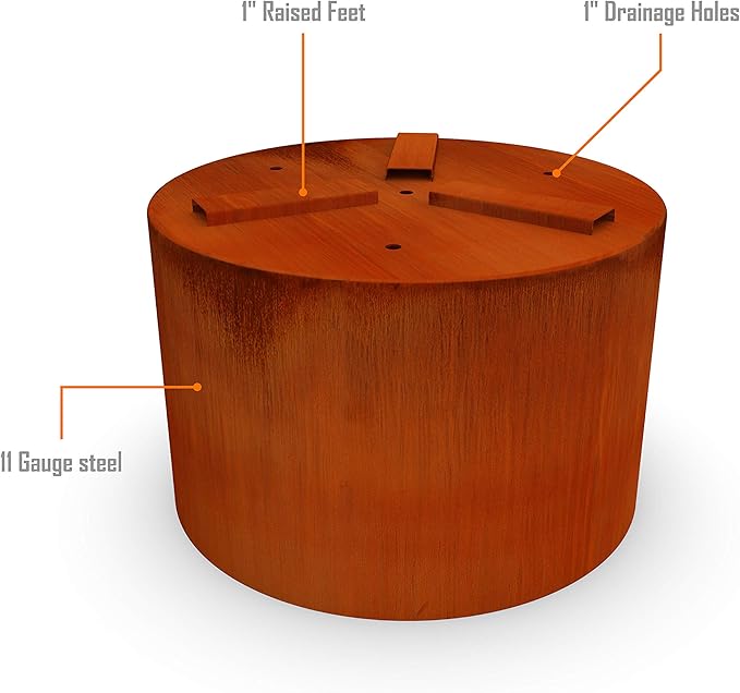 Plantercraft Extra Large Corten Steel Planter 36 Inch | Large Round Planters for Outdoor Plants | Modern Metal Garden Planter for Landscape, Patio, and Entryway