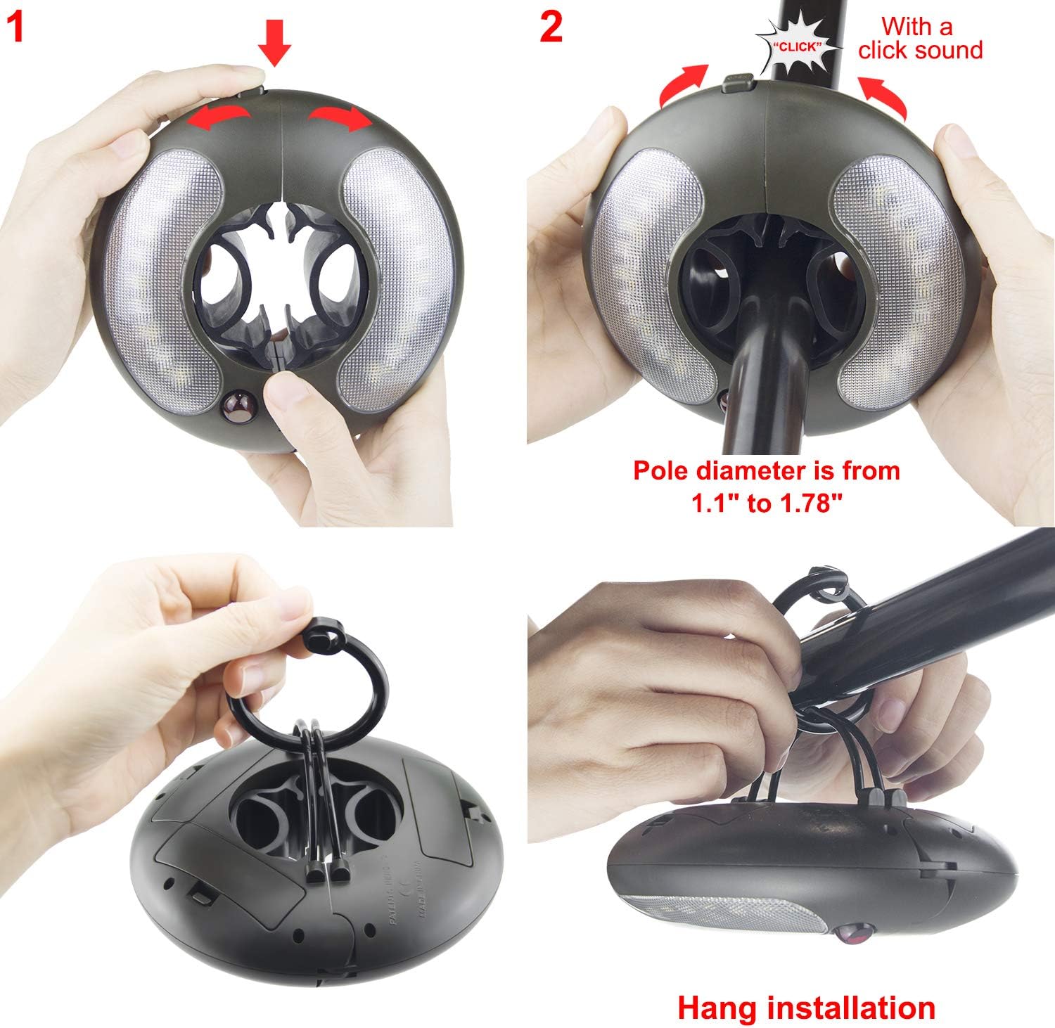 HONWELL Patio Umbrella Light, 18 LEDs 3xAA Battery Operated Umbrella Pole Light with RF Remote 80Ft Through Wall, 4 Modes, 12 Color Changing Outdoor Camping Light with Hanging Ring for Umbrellas,Tent