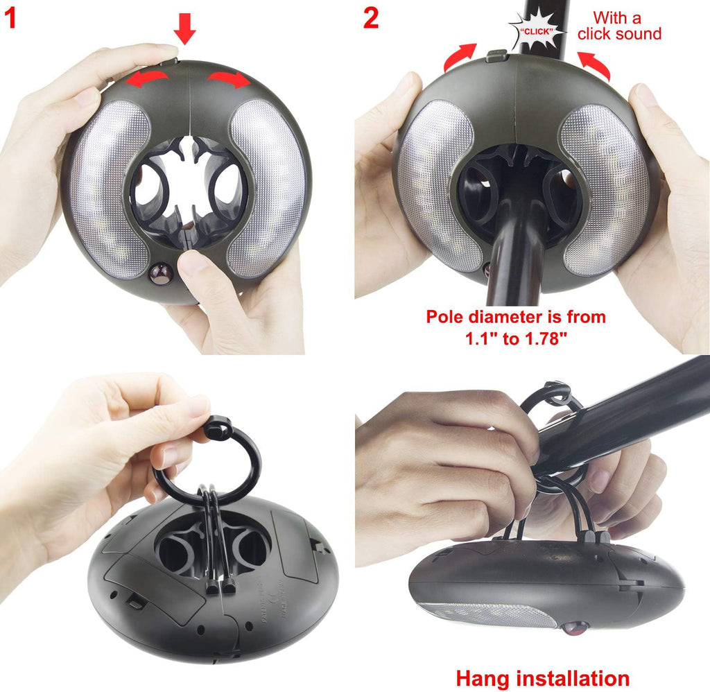 HONWELL Patio Umbrella Light, 18 LEDs 3xAA Battery Operated Umbrella Pole Light with RF Remote 80Ft Through Wall, 4 Modes, 12 Color Changing Outdoor Camping Light with Hanging Ring for Umbrellas,Tent
