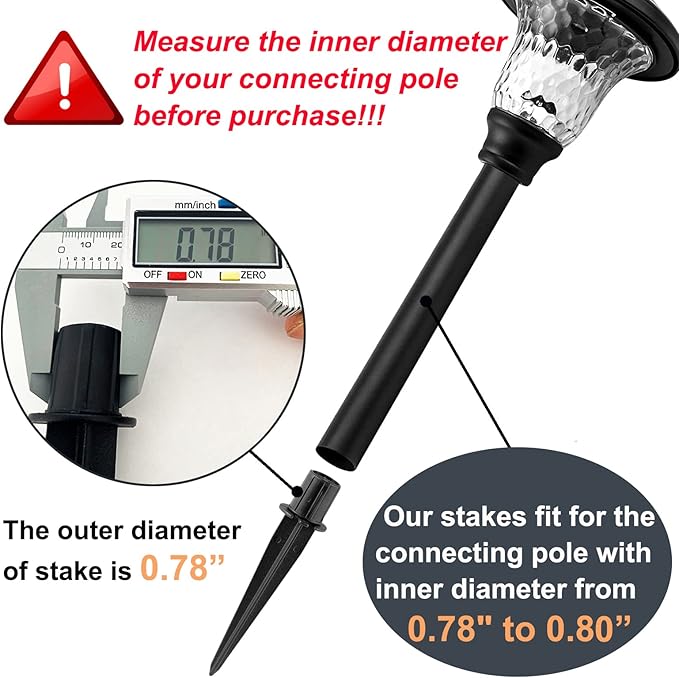 Metal Stakes Solar Lights Replacement Spike - Outdoor Ground Stake for Backyard Garden Lights Landscape Yard Pathway Patio Lamps Pole (Metal-12 Pack)- 0.78x5.36 inches