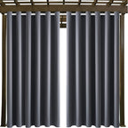 Outdoor Indoor Curtains W84 x L108 for Patio - Weather-resistant Window Panels Privacy Protect Grommet Top Thermal Insulated Home Curtain for Porch Pergola Lawn Garden Hot Tub Area (Gray, 2 Panels)