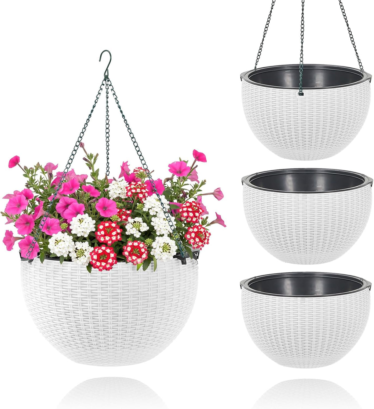13.8 inch self watering hanging planter, 4pcs round, main product view