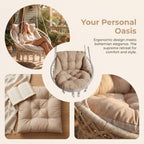 Hanging Basket Egg Cushion, Round Seat Thick Back Pillow, Courtyard Swing Cushion(Coffee)