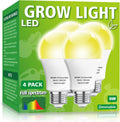 4 Pack LED Grow Light Bulbs，Full Spectrum Plant Light Bulb, 9W Replace 100W | 120V E26 Grow Bulb,Grow Light for Indoor Plants, Flowers, Greenhouse, Indore Garden, Hydroponic