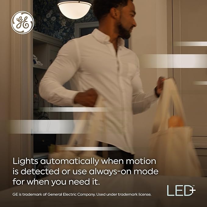 GE LED+ Motion Sensor LED Light Bulbs, 12W, Outdoor Security Lights, Daylight, A21 2 Count (Pack of 4)