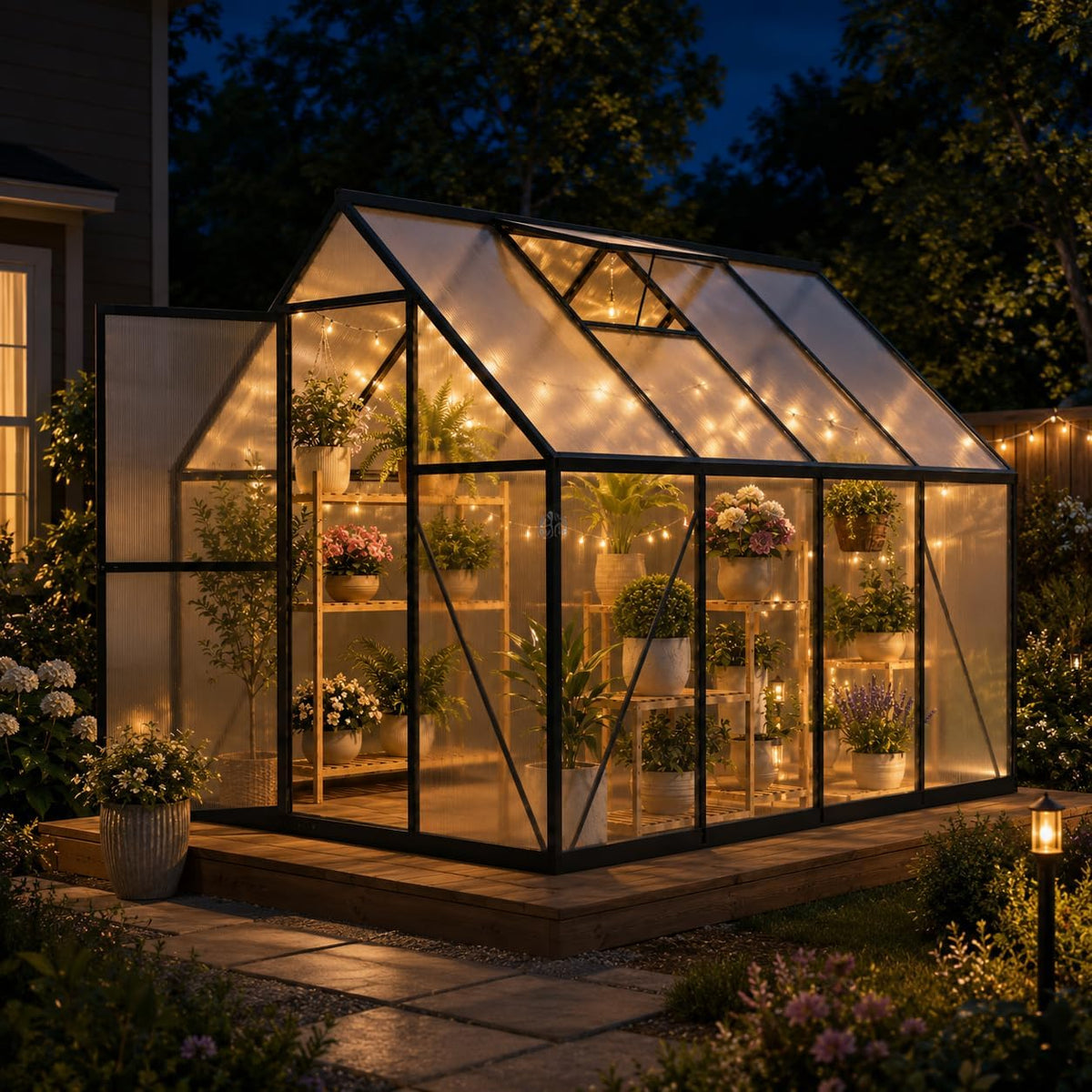 hooyeah 6x4 ft small polycarbonate greenhouse, walk-in greenhouses on a desk or shelf