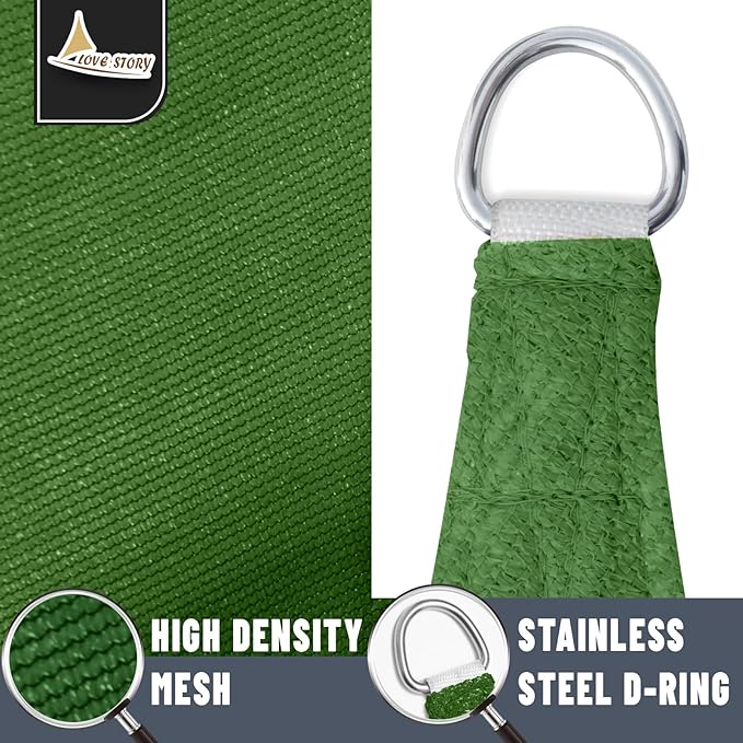 LOVE STORY Custom Size 9'x10' Piquant Green Sun Shade Sail Rectangle UV Block Canopy Patio Sail Sunshades Fabric for Outdoor Garden Carport (We Make Custom Size)