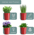 Barnyard Designs Indoor Herb Garden Planter Set with Tray, Metal Windowsill Plant Pots with Drainage for Outdoor or Indoor Plants, Set/3 (Brick Red)