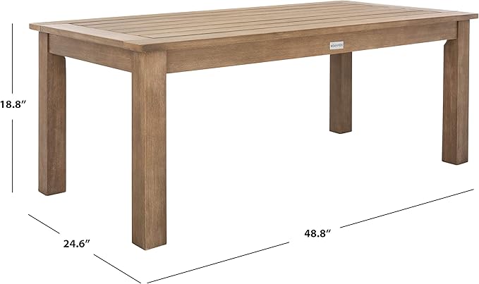 SAFAVIEH Couture Outdoor Patio Furniture Collection – Santa Cruz Coffee Table, Natural Eucalyptus Wood Slatted Top, Modern Outdoor Accent Table (CPT1016A)