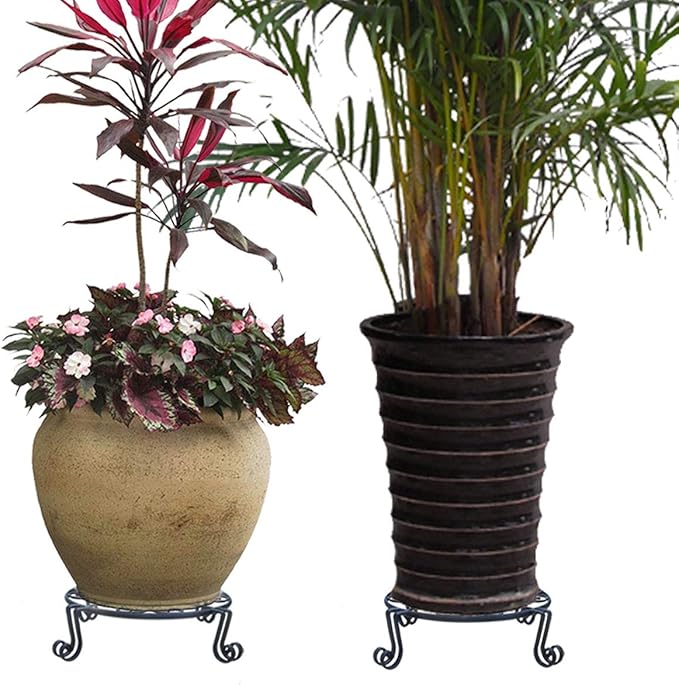 Brown Plant Stand for Flower Pot Heavy Duty Potted Holder Indoor Outdoor Metal Rustproof Iron Garden Container Round Supports Rack for Planter Bronze, Pumpkin Stand Outdoor