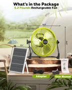 14" solar fan, 25w solar powered cordless greenhouse on a desk or shelf