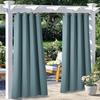 NICETOWN 2 Panels Greyish Blue Outdoor Curtains for Patio Waterproof, Thermal Insulated Rustproof Grommet Blackout Indoor Outdoor Gazebo Curtains Window Treatments for Porch, W52 x L72