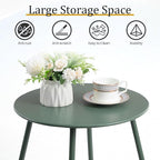 HollyHOME Round Metal Side Table, Rust-Resistant Patio Small Plant Stand, Outdoor 17.32'' Portable End Table for Balconies, Gardens, Living Rooms and Bedrooms, Atrovirens