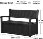 EasyUp 80 Gallon Outdoor Storage Bench Lockable Deck Box Outdoor Storage Box Waterproof for Patio,Garden,and Porch – Perfect for Storing Garden Tools and Cushions(Black)