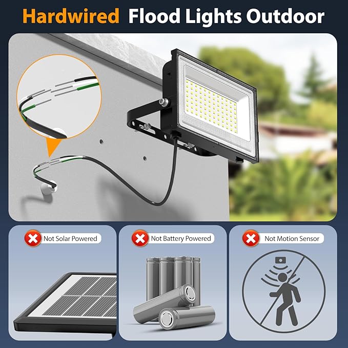 Onforu 80W LED Flood Lights Outdoor,8000LM Super Bright Security Light,6500K Daylight White, Outdoor Floodlight, IP66 Waterproof Outside Floodlights for Garage Yard Garden 2 Pack