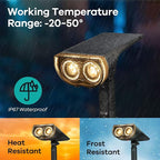 Consciot Christmas Solar Spot Lights Outdoor, IP67 Waterproof 2-in-1 Solar Outdoor Lights, Durable Christmas Decoration Lights for Garden, Yard, Pathway, Driveway, Porch, Walkway, Auto On/Off, 6 Pack