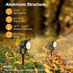 Romwish 120V LED Landscape Spotlights, 10W Outdoor Spotlights for Yard, 3000K Warm White, 120V AC Spot Light with Ground Spike, Waterproof Landscape Lighting for House Garden Lawn Decorative - 4 Pack