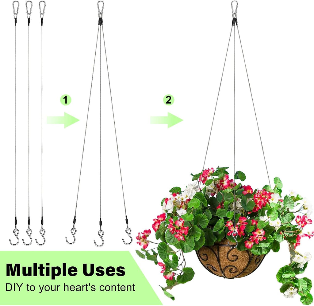 6pcs 23.6in Hanging Chain Cable with Carabiner &S Hook,88lb Load | Tool-Free Installation,for Planters, Lanterns, Outdoor Yard Christmas Decorations