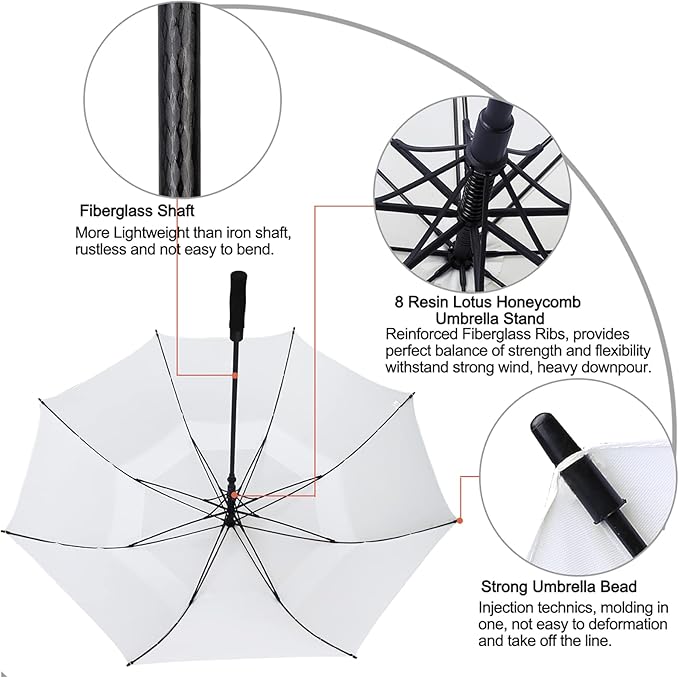 G4Free 47/54/62/68/72 Inch Automatic Open Golf Umbrella Oversize Extra Large Double Canopy Vented Windproof Waterproof Stick Umbrellas