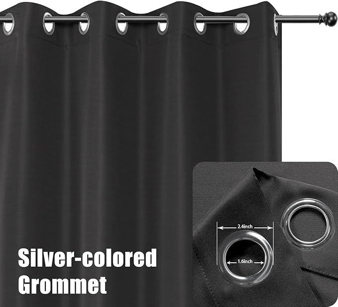 BONZER Outdoor Curtains for Patio Waterproof Thick Privacy Grommet Light Filtering Outside Curtains for Porch Pergola Gazebo Deck, 1 Panel, 84W x 84L inch, Charcoal
