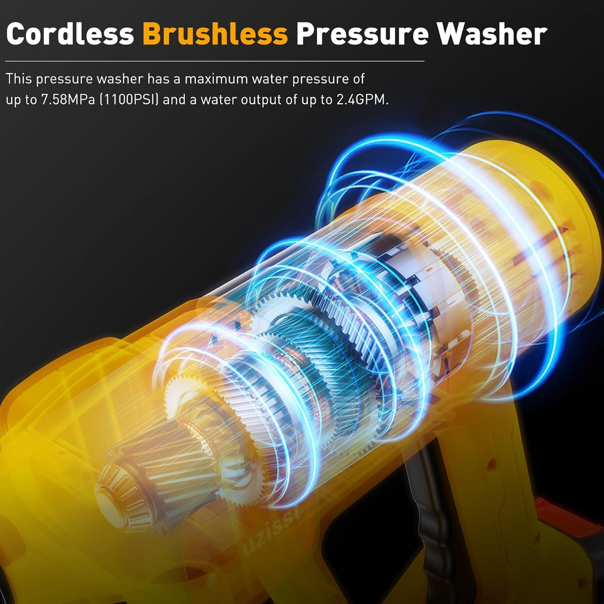1100 psi cordless car washer,portable battery powered cleaning shown in use