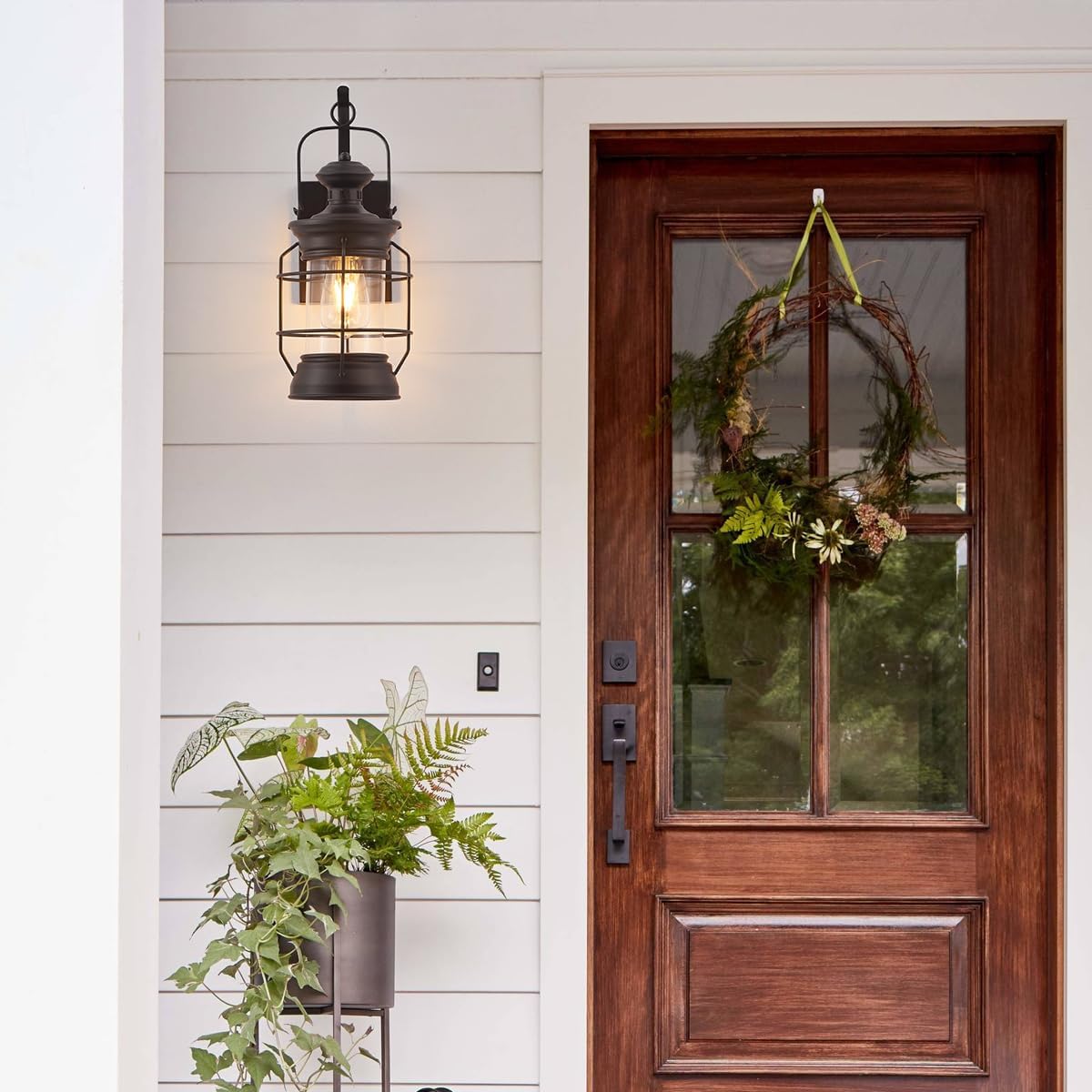 ylong-zs black farmhouse wall sconce, rustic lantern wall, side view