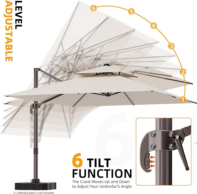 9' X 12' Cantilever Outdoor Patio Umbrellas Double Top Large Rectangle Umbrella Heavy Duty 360°Rotation Offset Umbrella for Garden Deck Pool Patio,Beige