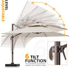 9' X 12' Cantilever Outdoor Patio Umbrellas Double Top Large Rectangle Umbrella Heavy Duty 360°Rotation Offset Umbrella for Garden Deck Pool Patio,Beige