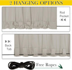 NICETOWN 2 Panels Outdoor Curtains for Patio Waterproof & Windproof, Extra Wide Grommet & Back Tab on Top & Bottom Thermal Insulated Sun Blocking Drapes with Rope for Deck, Natural, W100 x L84