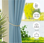 NICETOWN Canvas Outdoor Waterproof Patio Curtains 2 Pieces, Rustproof Grommets UV Blocking Vertical Drapes Keep Sun & Rain Out Dustproof for Porch/Pergola, Teal, W55 x L84