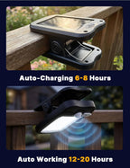 4 Pack Clip On Solar Lights Outdoor - Waterproof Solar Clip Light with Motion Sensor, USB & Solar Powered Clamp Lights for Fence Garage Gutter