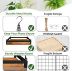 Plant Hanger Indoor, 11.8" Wooden Hanging Plant Holder with Metal Frame Hanging Planter for Indoor Plants Load 50LB Hanging Plant Shelf with 27.6" Long Chain, Ideal for Heavier Pots Ceiling（2 pack）