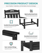 Outdoor Patio Dining Chair - All-Weather Fade-Resistant HDPE, Low Maintenance - for Garden, Backyard, Deck - New Black