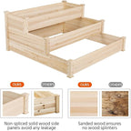Yaheetech 3 Tier 47 x 47 x 22in Raised Garden Bed Horticulture Outdoor Elevated Flower Box Tiered Garden Bed Wooden Vegetables Growing Planter for Backyard/Patio/Gardener