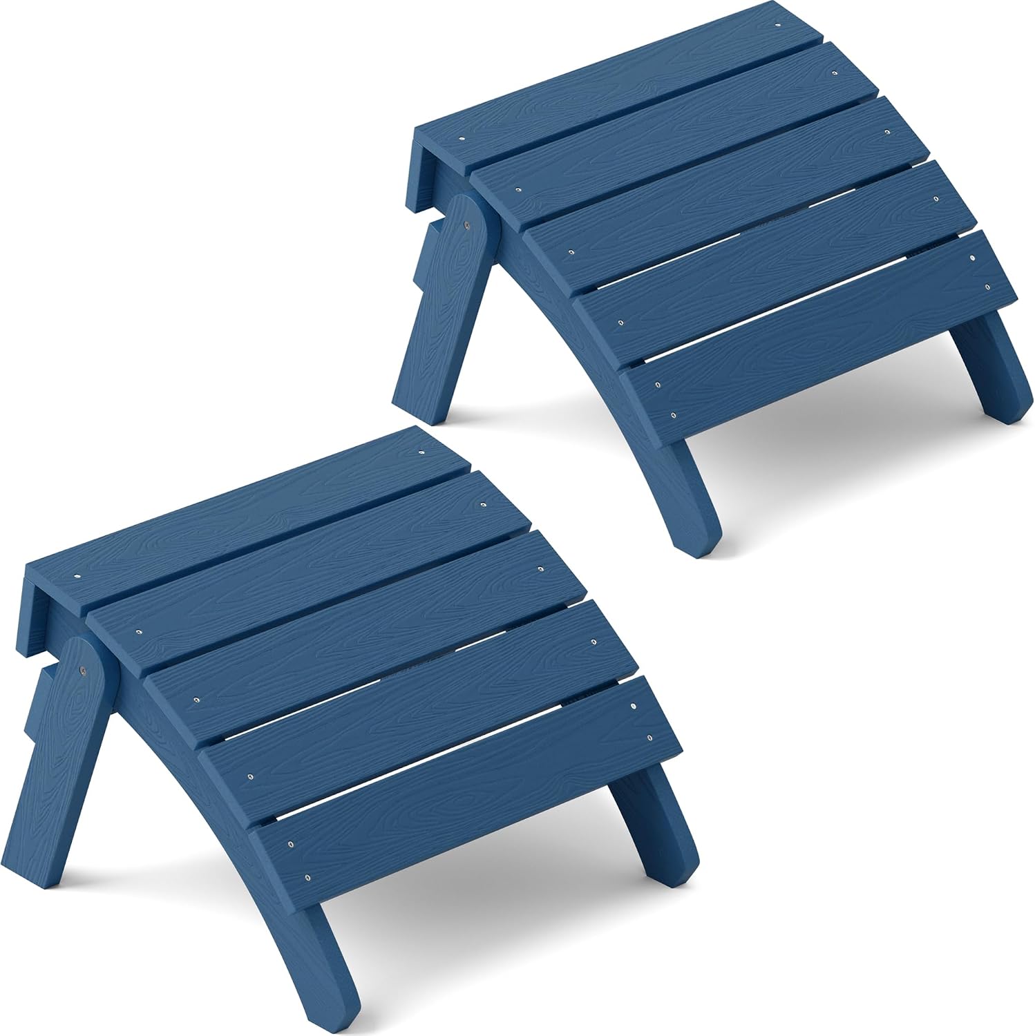 YEFU Folding Adirondack Ottoman Outdoor Set of 2, Navy Blue | Fade and Rust Resistant Footstool for Adirondack Chair, All-Weather Foot Rest for Outside Patio Garden Lawn Pool Backyard