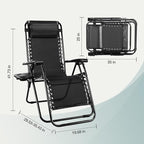 NEWBULIG Zero Gravity Chair Set of 4, Lounge Chair Folding Portable Adjustable Camping Reclining Chairs with Adjustable Pollow, Mesh Back, Cup Holder Trays Lawn Patio Chair for Pool Beach - Black