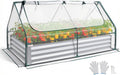vevor 6x3x1ft metal raised garden bed with greenhouse, main product view
